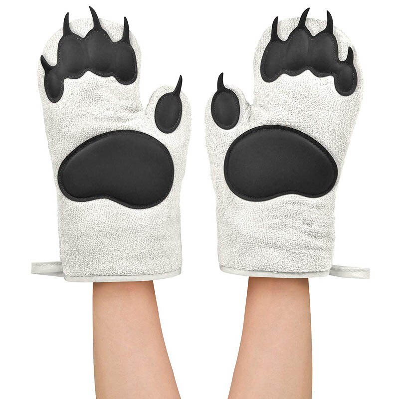 Bakken Handschoenen Oven Siliconen Anti-Brandwonden Handschoenen, Keuken Magnetron Bakken Verdikte Hittebestendige Warmte-isolatie Handschoenen: 2PCS WHITE