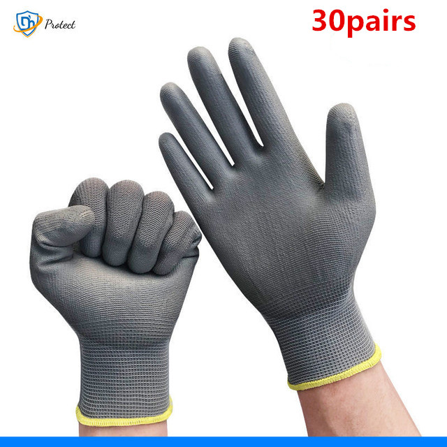 6-30 Paar Nylon-Pu-Handschuhe Sicherheits arbeits handschuhe reparieren Spezial handschuhe Palmen beschichtete Handschuhe Zimmermann Reparatur Arbeiter zubehör: Mehrfarbig / L