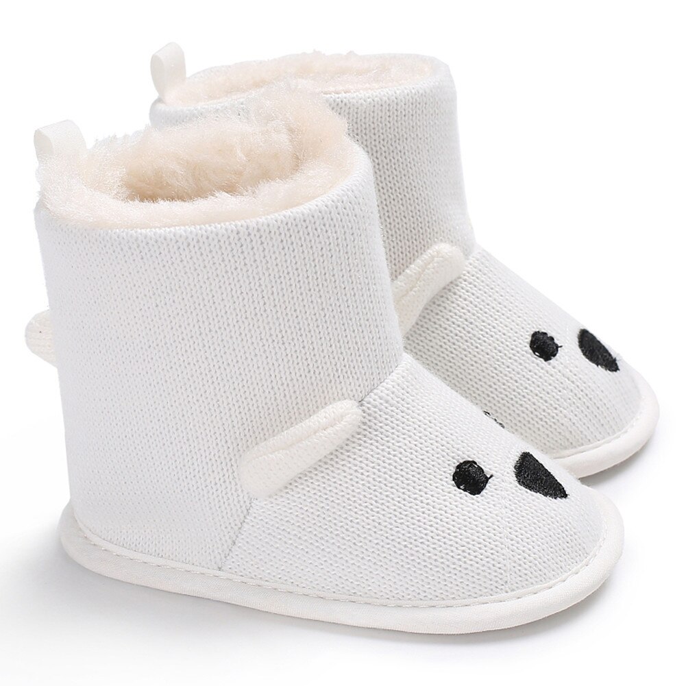 Beer Peuter Baby Jongens Meisjes Snowboots Brei Haak Crib Soft Sole Schoenen 0-18M: WHITE / 0-6 months