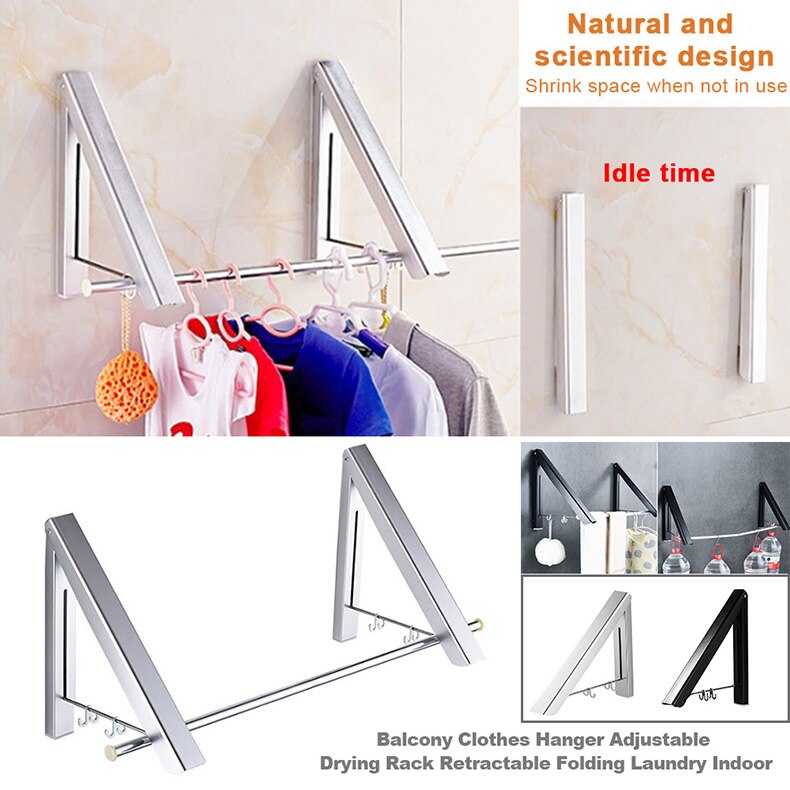 Colgador de ropa de pared portátil, tendedero plegable para exterior, telescópico para ropa, caballo, tendedero, balcón, gancho, varillas de riel