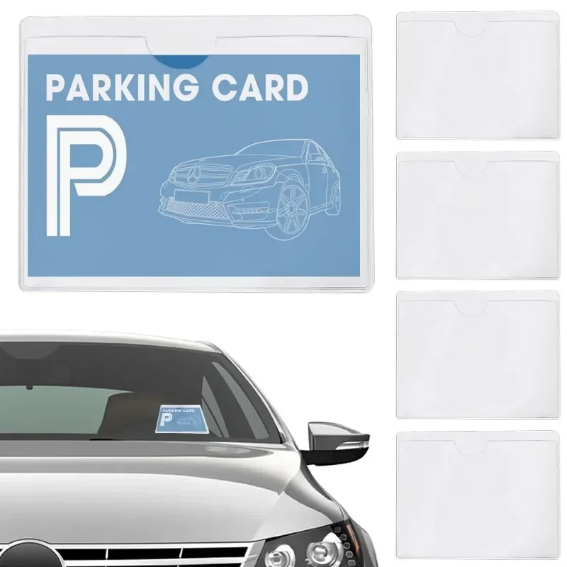 Auto Windschutzscheibe transparent Kartenhalter Parkplatz bestehen Etikett einstellen Tragbare selbstklebende Schutzfolie Karten Identifikationskartenhalter