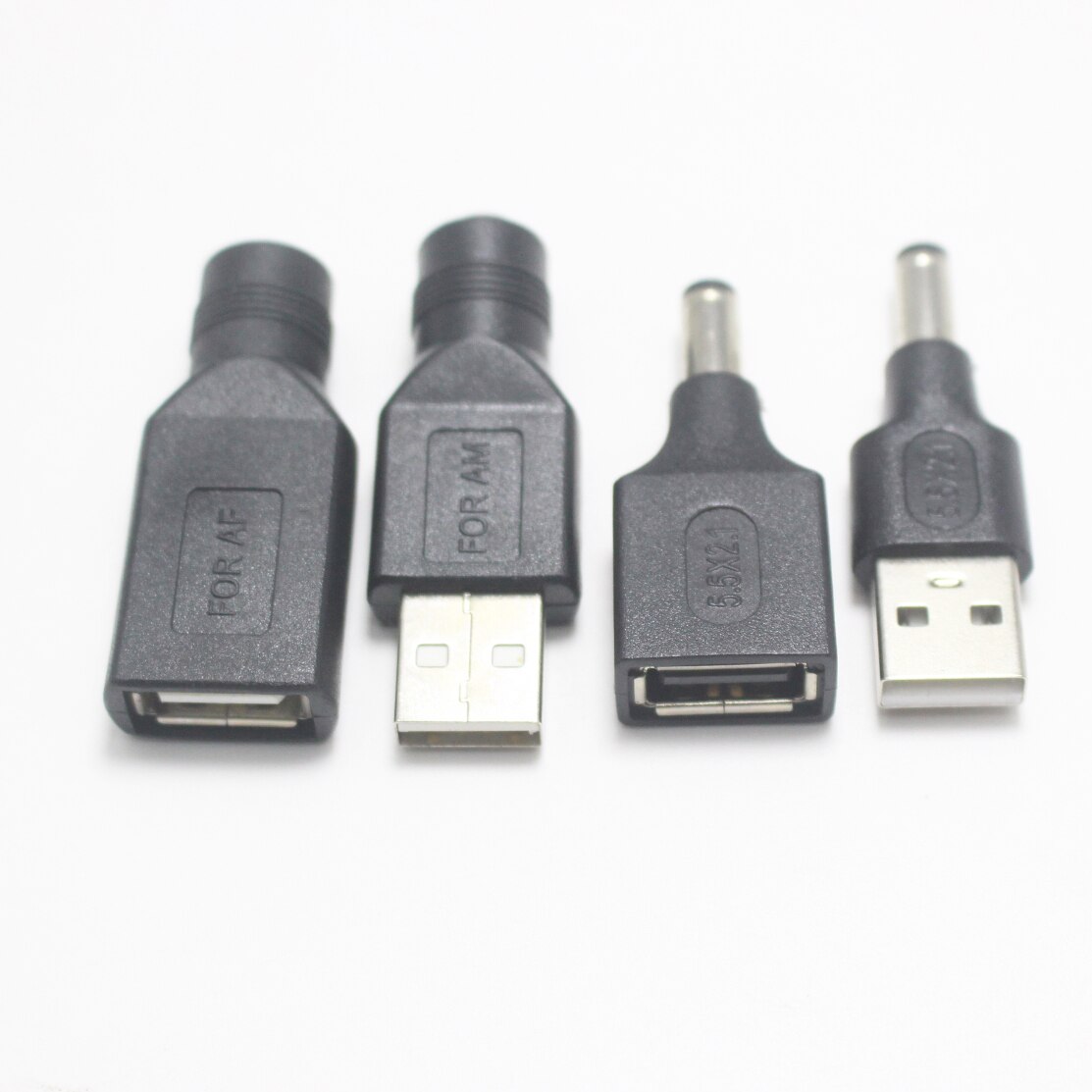 Juego de USB de uso común, conector hembra de 5,5x2,1/5,5x2,1mm a enchufe macho USB 2,0, adaptador de alimentación de CC macho a hembra, 1 ud.