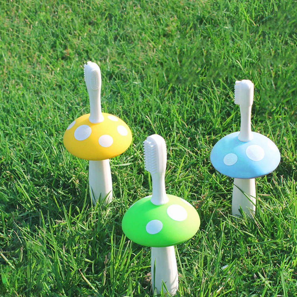 Baby Mushroom Shape Toothbrush Silicone Baby Toothbrush With Replaceable Brush Head Baby Teething Care Baby Teeth Care #10