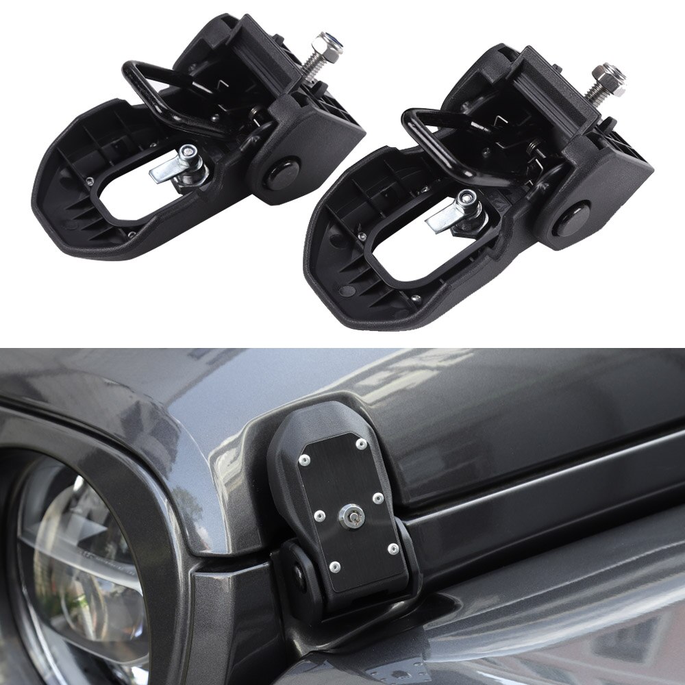 For Jeep Wrangler Accessories Black Anti-Theft Hood Lock Assembly Locking Hood Catch Latches For Jeep Wrangler JL