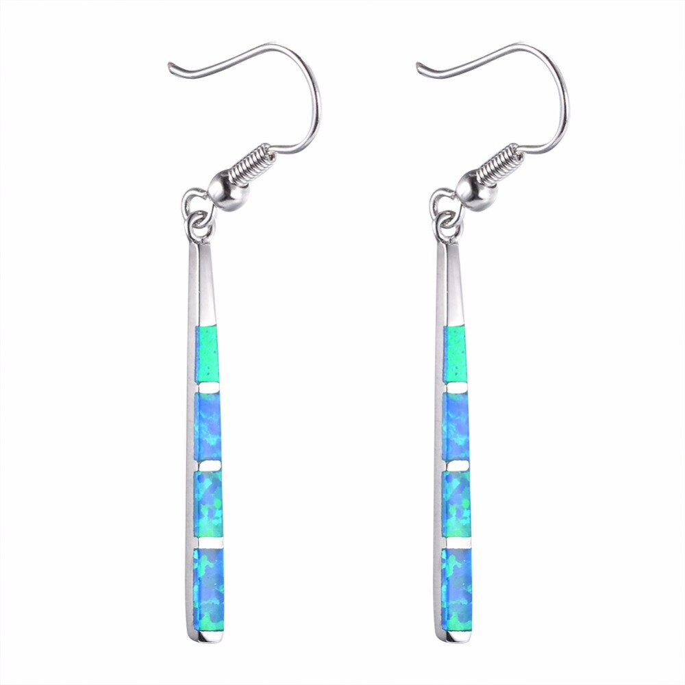 Pendientes largos de Plata de Ley 925 con ópalo de Fuego Azul, joyería ,