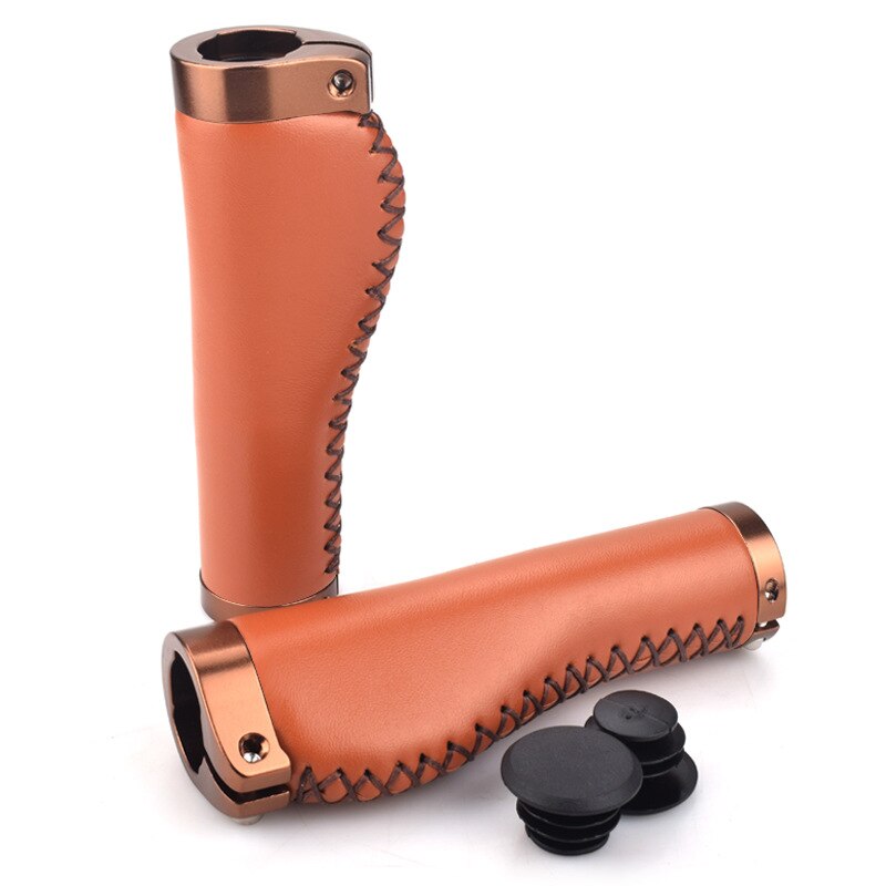 Stuur Voor Hand-Genaaid Leer Met Pu Leer Voor Mountainbike Stuur: brown flat