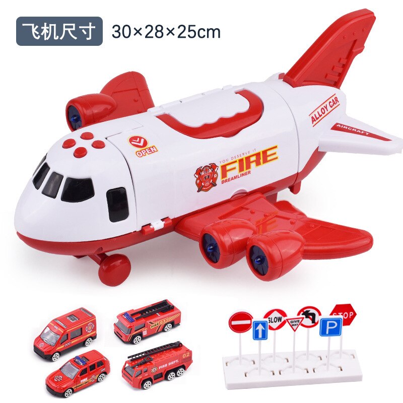 Auto Speelgoed Voor Jongens Met Transport Cargo Vliegtuig En Grote Speelkleed Educatief Voertuigen Geluid En Licht Draagbare Road Sign speelgoed