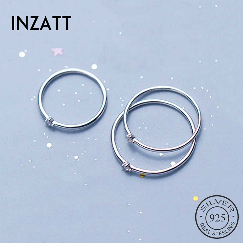 INZATT-anillo redondo de circón minimalista para mujer, Plata de Ley 925% auténtica, joyería fina para de cumpleaños, accesorios