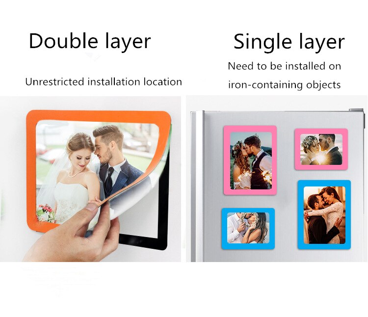 Single/double Layer Magnetic PVC Photo Frame Wall 5 Inch Plastic Refrigerator Sticker Photo Frame