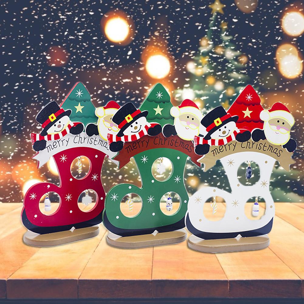 Christmas Wooden Painted Snow Boots Santa Claus Desktop Decoration Trinkets Ornaments