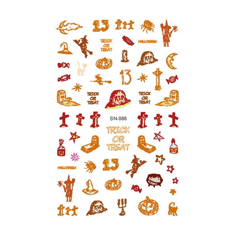 Luminoso Halloween Unghie Artistiche etichetta Zucca ragno per L'autoadesivo Del Chiodo 3D Consigli Decorazioni manicure Consigli: SN086