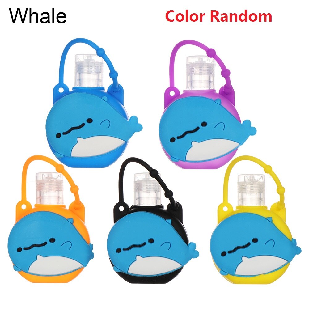 1 unidad de dispensador de jabón portátil de gel de silicona para manos dispensador de jabón botella rellenable Fruta de dibujos animados botella embotelladora de flores de animales: Whale