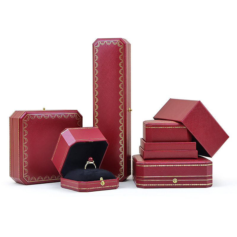 Leatherette Paper Ring Box Small Necklace Box Eco-friendly Leatherette Paper Jewelry Packaging: L / Brown