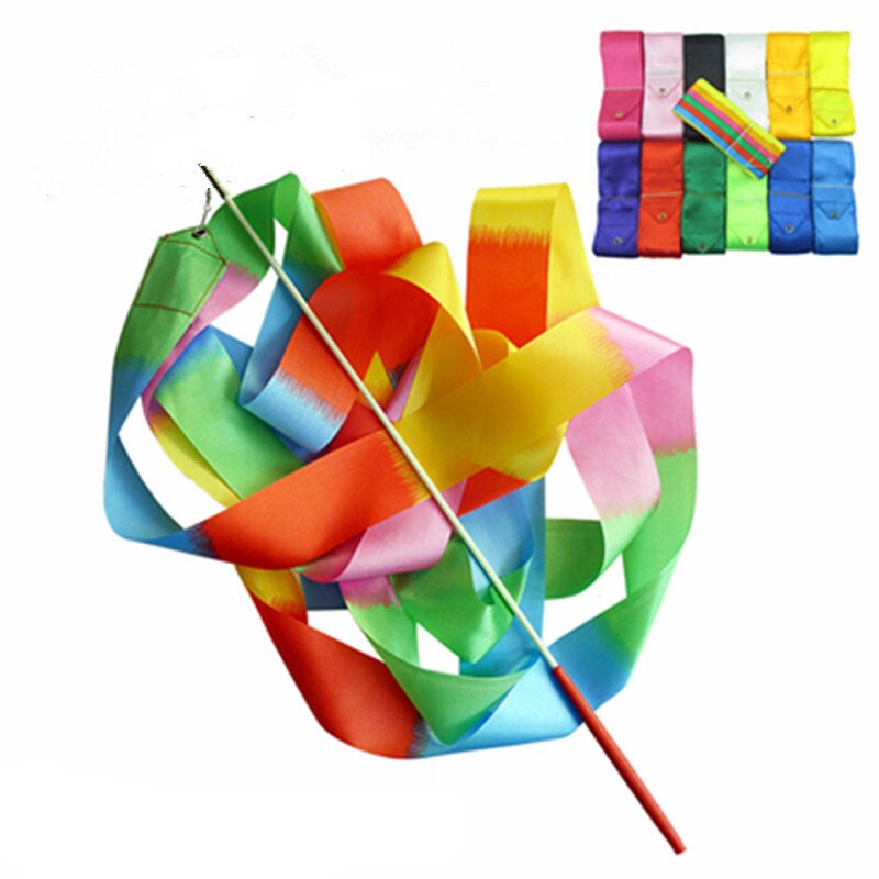 2M/4M Colorful Gym Ribbons Dance Ribbon Rhythmic Art Gymnastic Ballet Streamer Twirling Rod Stick For Gym Training