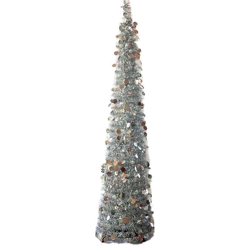 Christmas Trees 5 Foot Artificial Tinsel Xmas Tree Multicolored Pencil Sequin