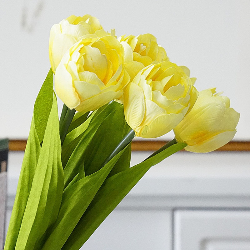 6 uds./ramo de flores de tulipanes artificiales franceses para de boda, decoración de jardín, tulipanes de seda con manos y flores falsas