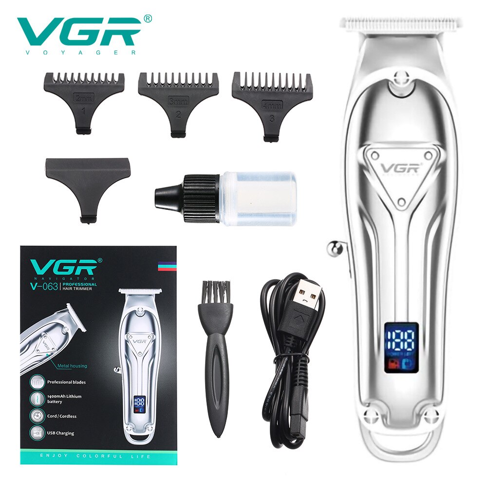 hair clipper hair Trimmer in Hair clippers for men electric trimmers LCD Display machine barber Hair cutter gold: V-063-silver