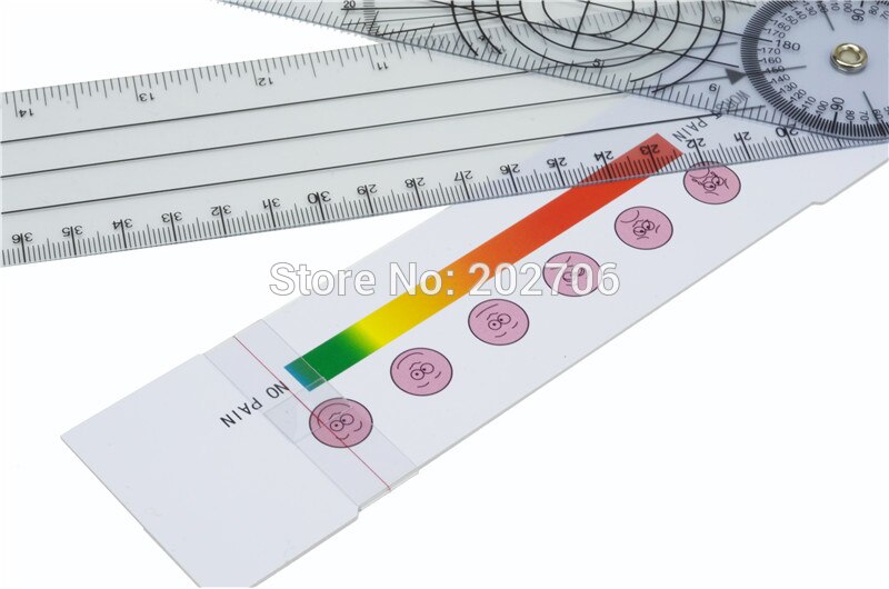 2 in 1 Pain goniometer Spinal Goniometer Ruler Motion Tester Pain Rating Scale 360 , 3pcs/lot