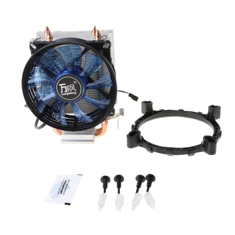 CPU Cooler Master 2 Pure Copper Heat-pipes Fan with Blue Light Freeze Tower Cooling System with PWM Fans: Default Title