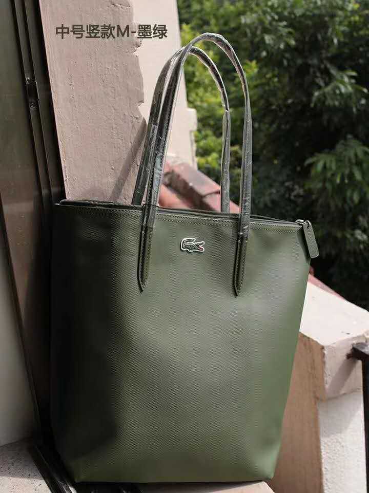 French vertical medium crocodile female bag shoulder handbag mommy large capacity shopping bag: Dark green