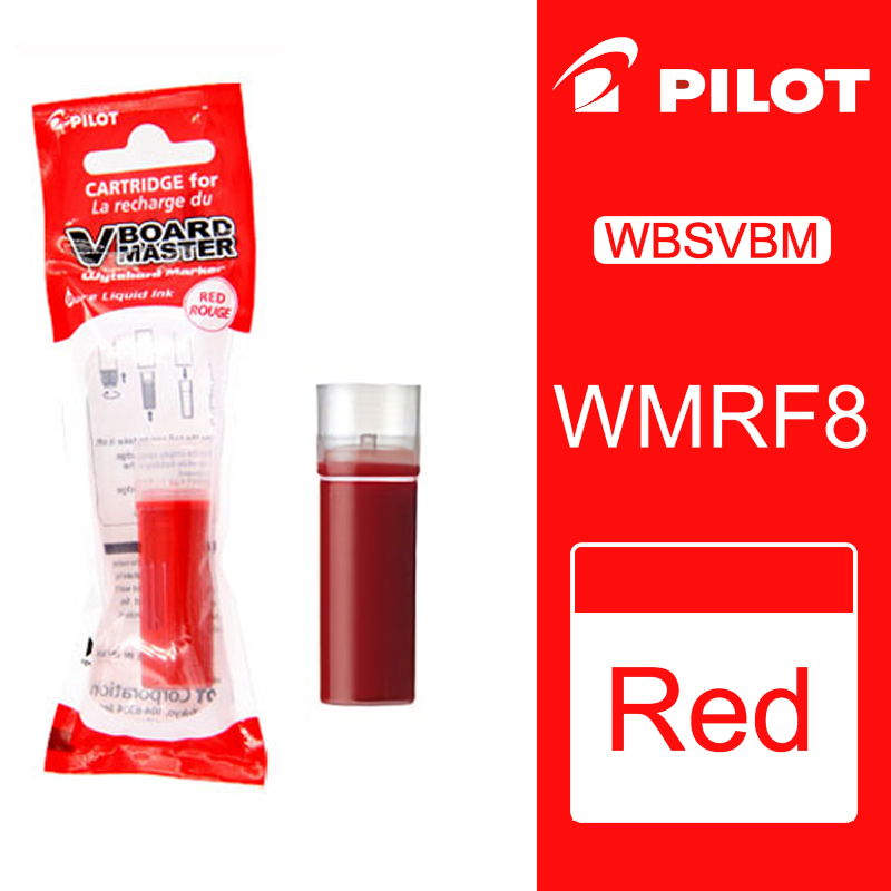 Japan PILOT Whiteboard Pen V Straight Liquid Multi-Capacity Ink Whiteboard Marker WBMAVBM Replaceable Core Office Supplie: 12 Pieces Ink Red