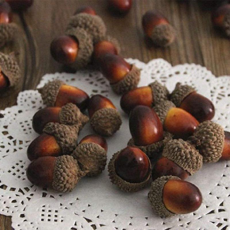 20Pcs Kunstmatige Eikels Voor Herfst Display Wedding Party Miniatuur Tuin Dozen Snoep Tas Venue Decoratie Craft Diy