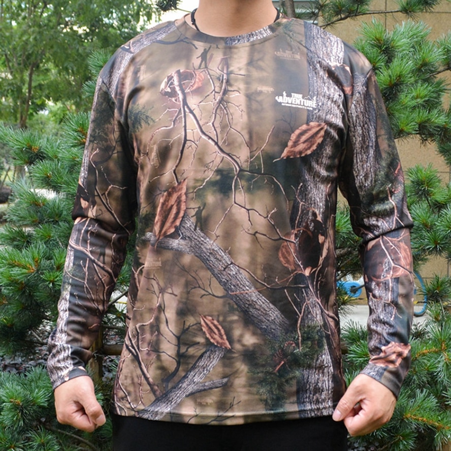 Jungle camouflage t-shirt jagt skyde t-shirt hurtigtørrende langærmet fuglekiggeri fiske klud bionisk camo ghillie klud