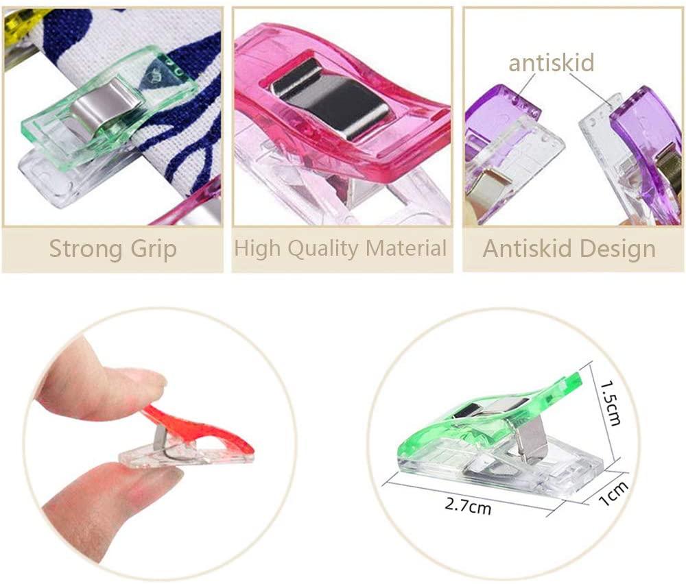 100Pcs Colorful Sewing Craft Quilt Binding Plastic Clips Clamps Pack Quilt Binding Plastic Clips Clamps Pack Supplies