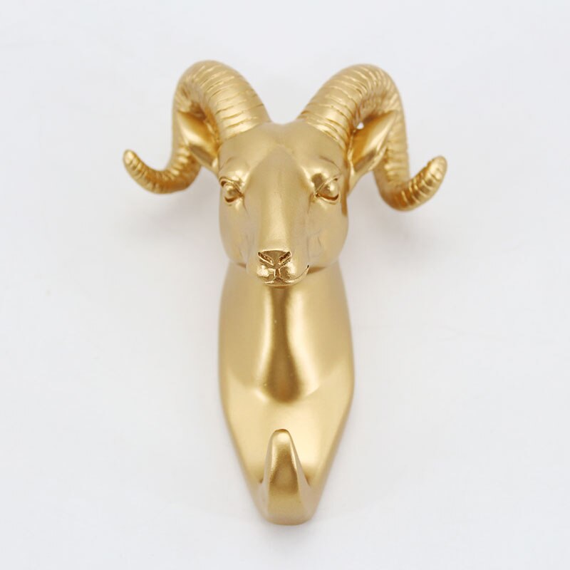 Europeisk stil gethuvud kappa förvaring krokar heminredning harts vägg krok chic diverse arrangör galgar hylla: Guld-