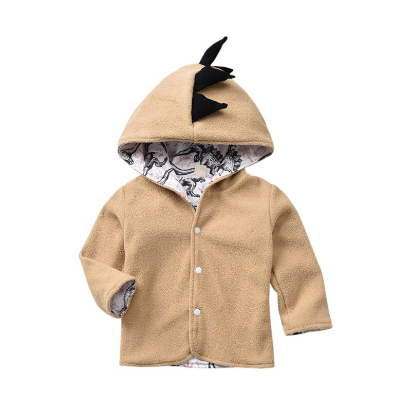 1-5 Years Baby Boys Coats Spring Autumn Clothing Toddler Kids Baby Boy Dinosaur Hooded Coat Jacket Boys Hoodies Outwear Clothes: Khaki / 4T