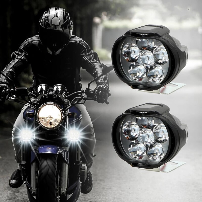 2 Stuks 6 Led Extra Koplamp Voor Motorfiets Spotlight Lamp Elektrische Voertuig Bike Led Extra Koplamp Heldere Moto Auto Licht
