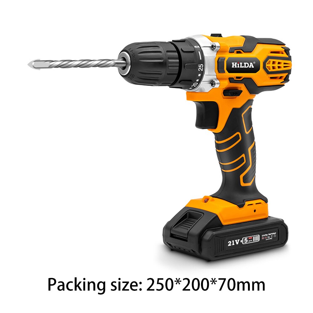 Portable Impact Cordless Drill 25NM Torque Electric Screwdriver Hand Drill with Lithium Battery Wireless Power Tools: 	21V