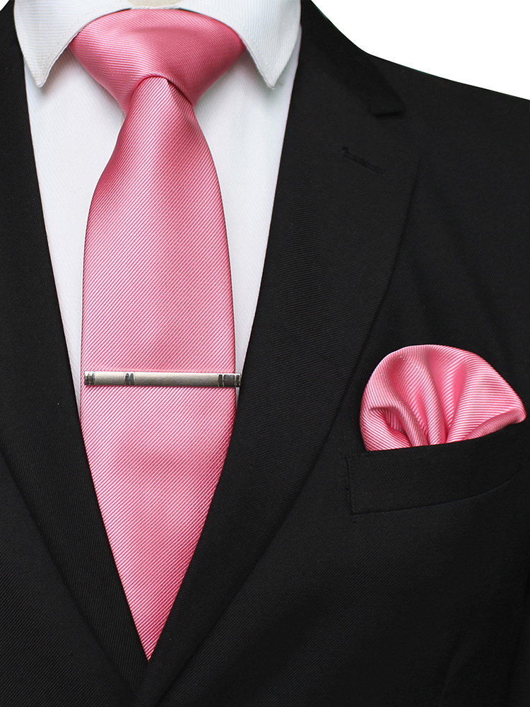 EASTEPIC Cravatte classiche in twill grigio da uomo da 8 cm in abiti da lavoro Set di cravatte con clip Fazzoletto Accessorio da uomo Festa di nozze