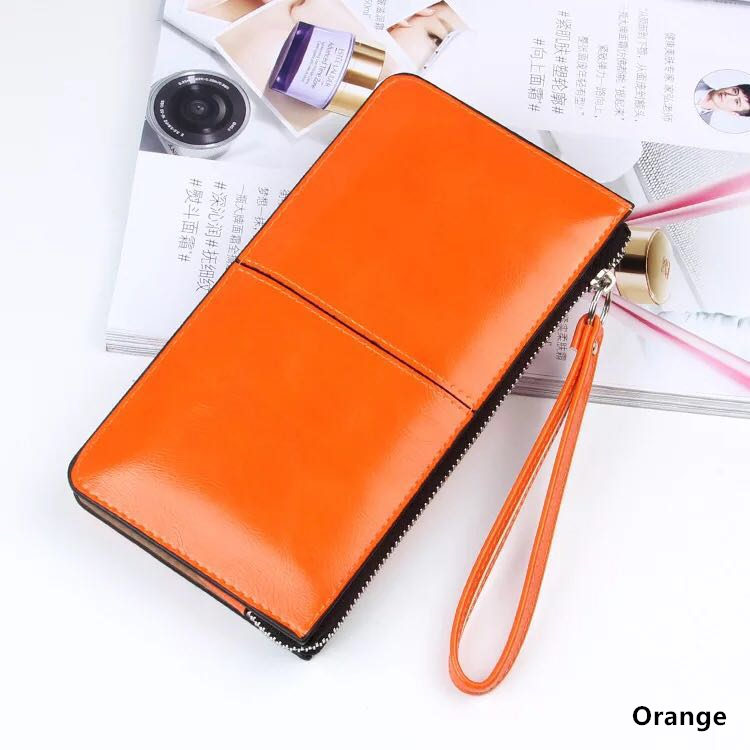 Women Wallets Long Candy Oil Leather Wallet Day Clutch Women's Purse Female Purse Clutch Card Holder: 11