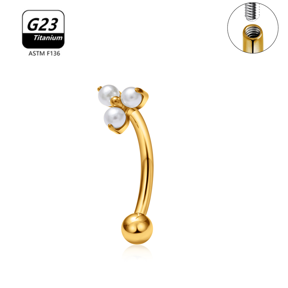 G23 titanio ASTM-F136 Piercings ceja hilo interno Piercings de cejas joyería del cuerpo para mujeres pendiente de circón: Gris / Bronce antiguo plateado