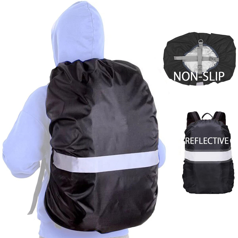 Wasserdichter Rucksack-Regenschutz, reflektierend, mit Riemen, 15 l–65 l, Rucksack-Abdeckung, verbesserte Kreuzschnalle, Wandern, Camping, Radfahren: Himmel Blau