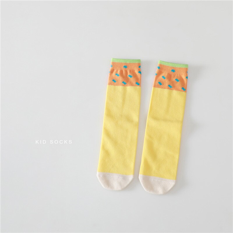 EnkeliBB belle bébé et enfants Tube chaussettes Style coréen doux enfants taille libre coton chaussettes à pois: Jaune