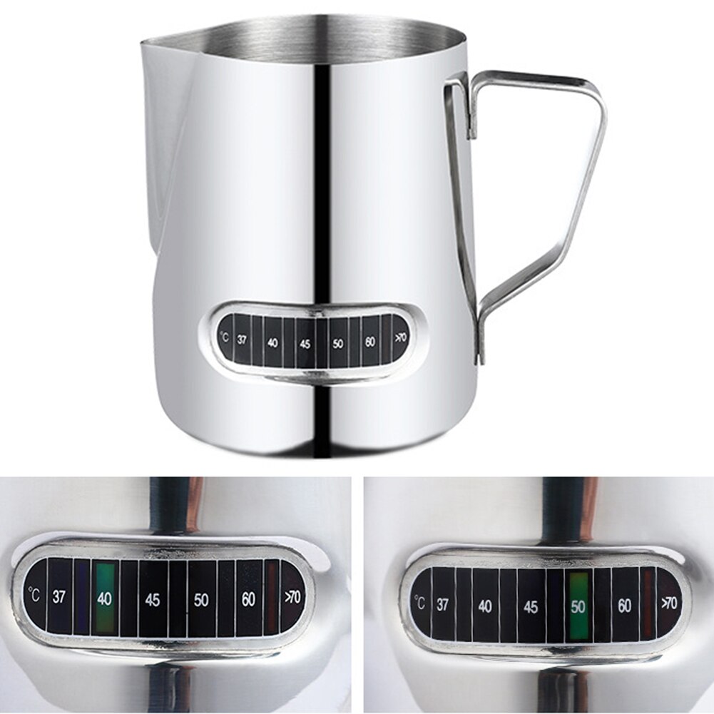Espressokopper latte art mælkeskummekande 600ml rustfrit stål mælkekaffe skummekop køkkenhåndværk med termometer