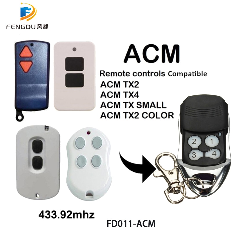 ACM TX2 / TX4 remote control replacement ACM TX SMALL / TX2 COLOR garage door opener 433.92mhz handheld transmitter key fob