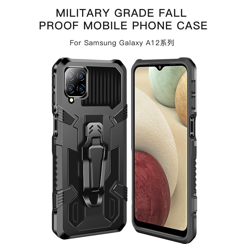Pancerz etui do Samsung Galaxy A12 Case odporny na wstrząsy stojak uchwyt zaczep na pasek kabura pokrywa dla Samsung Galaxy A12 A 12 12A SM-A125F