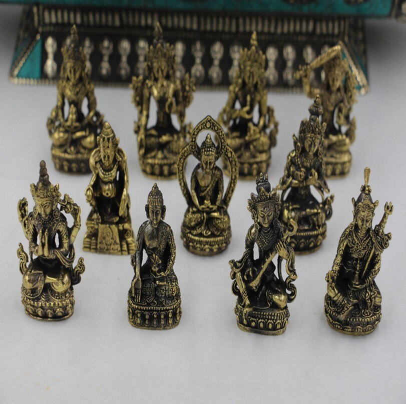 YM 404 Pure kleine standbeelden van boeddhabeelden alle pocket messing ornamenten