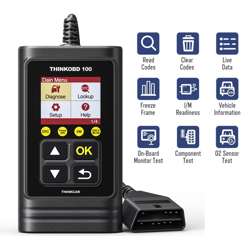 THINKOBD 100 OBD2 Code Reader Car Engine Fault MIL Turn Off O2 Sensor / EVAP Test with DTC Lookup Same as CR319