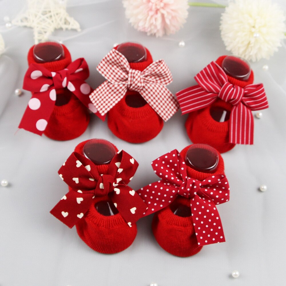 Pasgeboren Indoor Katoenen Sokken Boog Baby Anti Slip Sokken Rubber Zolen Baby Meisje Sokken Baby Boy Floor Sokken Lente herfst