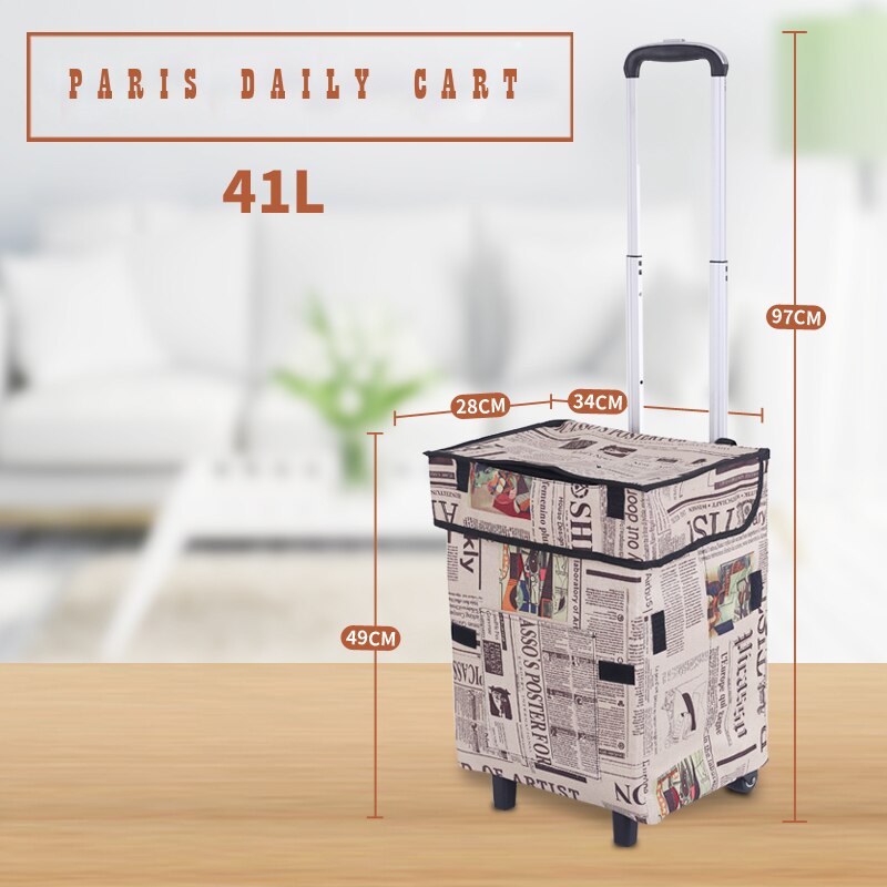 B-LIFE Shopping Cart Super Loading Grocery Foldable Cart with Extra Large Shopping Bag Laundry Utility Cart Bonus Adjustable: Black