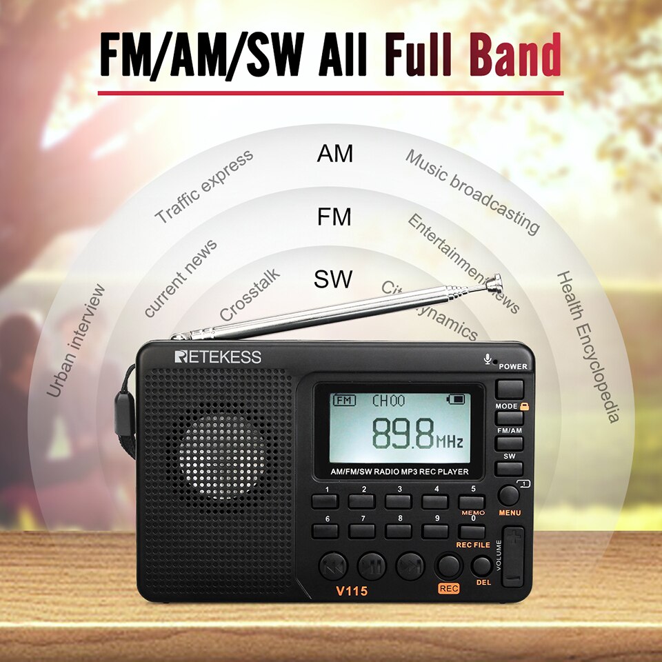 Retekess V115 Portable FM AM SW Multi-function Radio And V117 Elderly Radio, Compact Radio AM FM SW Bundle