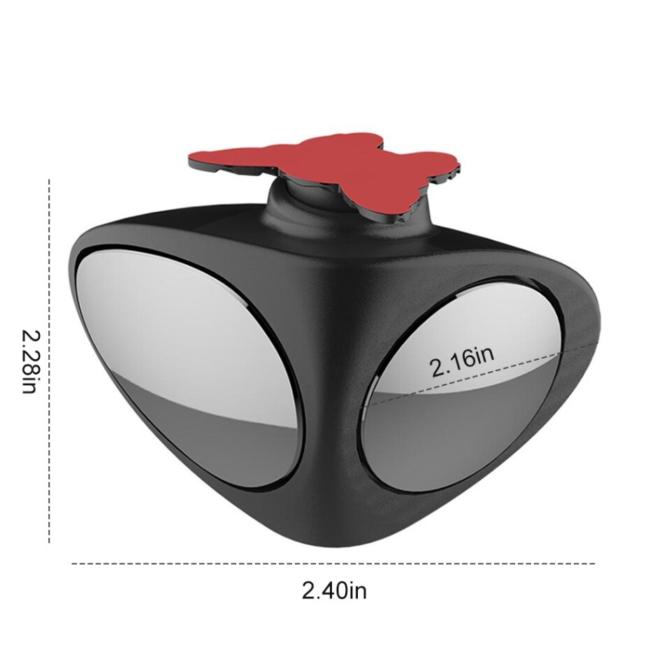 Car Rearview Blind Spot Zone Mirror Wide Angle Dual Side Glass Wing Mirror Car Rearview Mirror Accessories Auto Parts: Left black