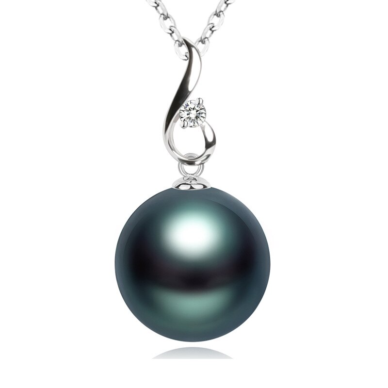 HuiSept 925 Silber Halskette mit Süßwasser Schwarz Perle Zirkon Edelsteine Anhänger Schmuck Ornamente für Frauen Hochzeit