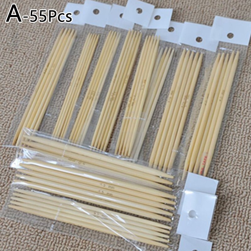 HQdeal Bamboe Breinaalden Set – 75 Stuks, 15 Maten (2-10 Mm), Dubbel Gepunt – Lichtgewicht, Glad, Duurzaam – Voor Beginners En Gevorderden