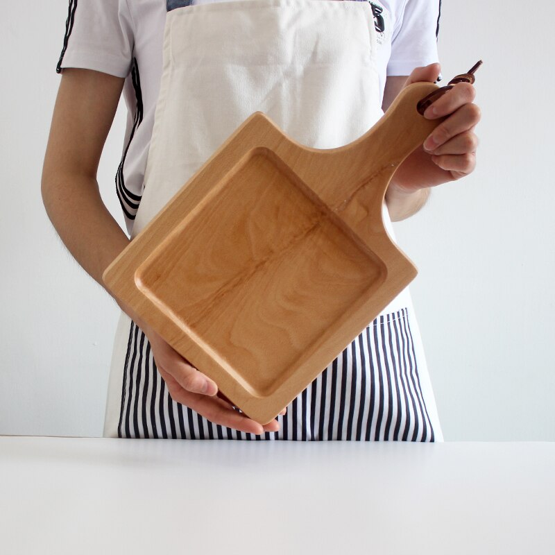 Natural Wood Bread Boards Multi-Use Serving Trays with Handle Japan Style Fruits Plate Baking Tool Cutting Board Eco Tableware