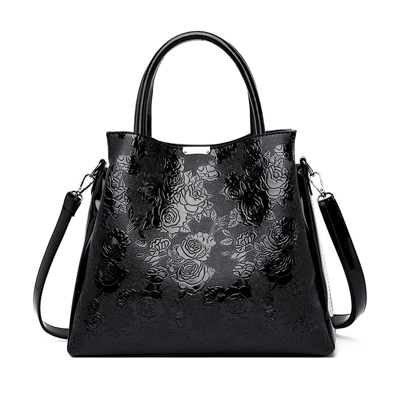 nouvelle de luxe sacs à main femmes sacs concepteur Rose impression sac fourre-tout sacs à bandoulière pour femmes voyage sac à main: Black